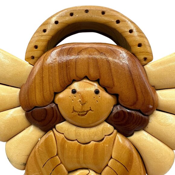 James Knight Handcrafted Wooden Angel Wall Art 2010 Decor Art Brown Tan - Picture 4 of 12